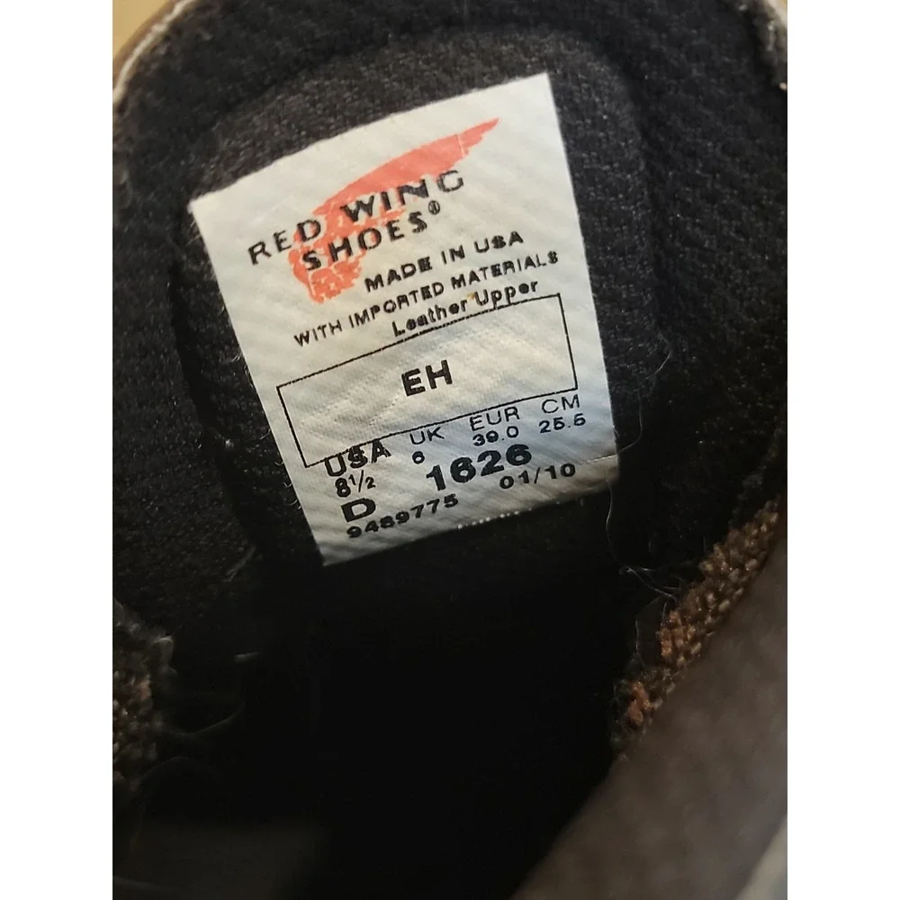 Red Wing 1626 Mens 8.5D  Brown Leather Work Boots EH Electrical Hazard